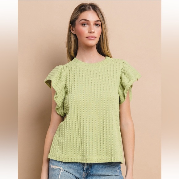 40 Fabulous Flutter Sleeve Textured Knit Top - Picture 2 of 4